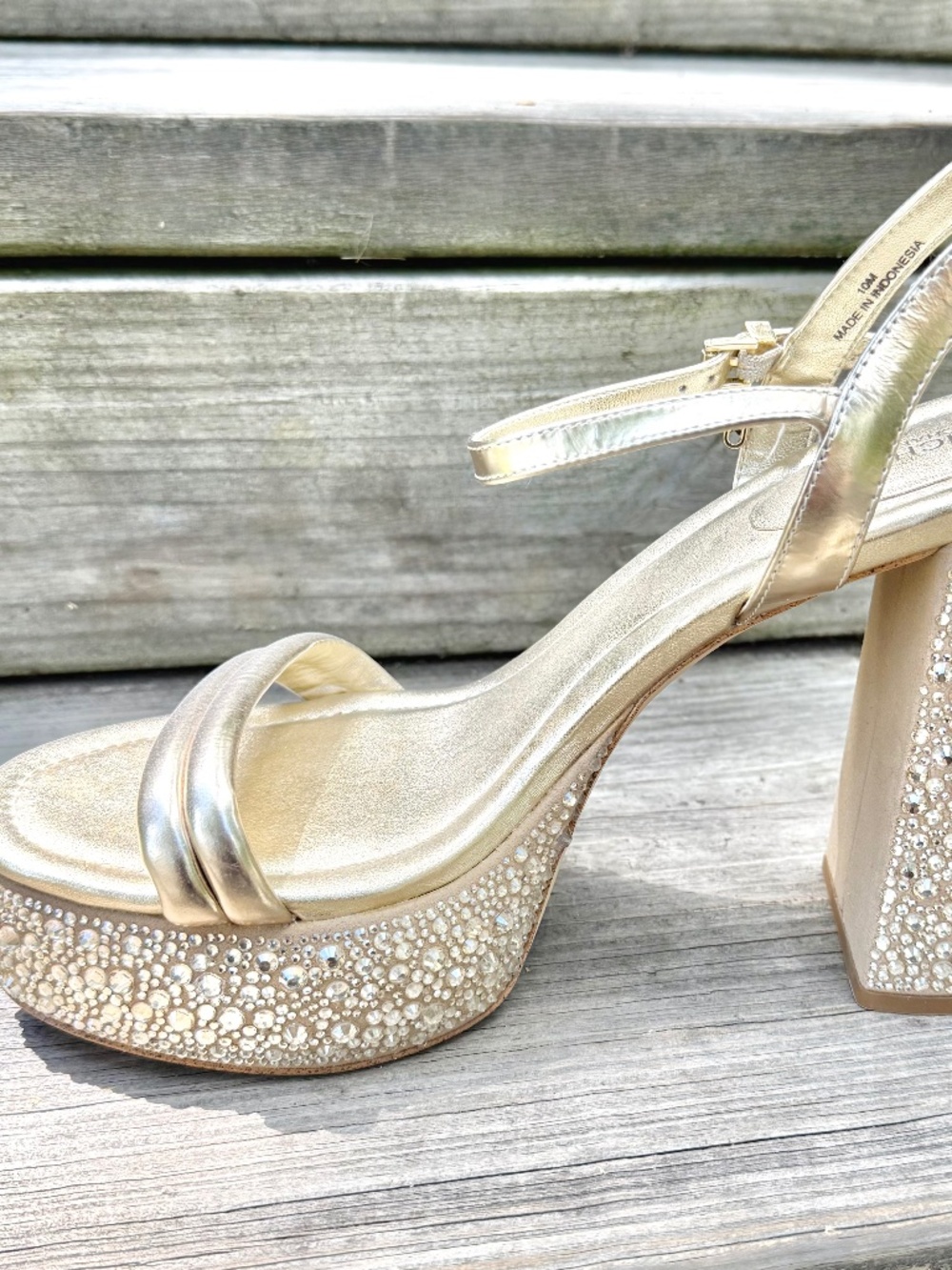 Michael Kors Genuine Leather Heels, Platform Heels Gold Leather Heels Size 10